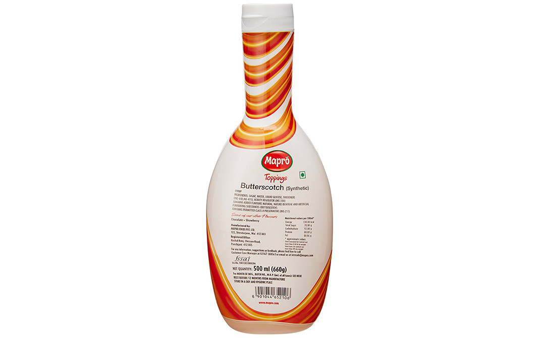 Mapro Toppings Butterscotch Syrup   Plastic Bottle  500 millilitre